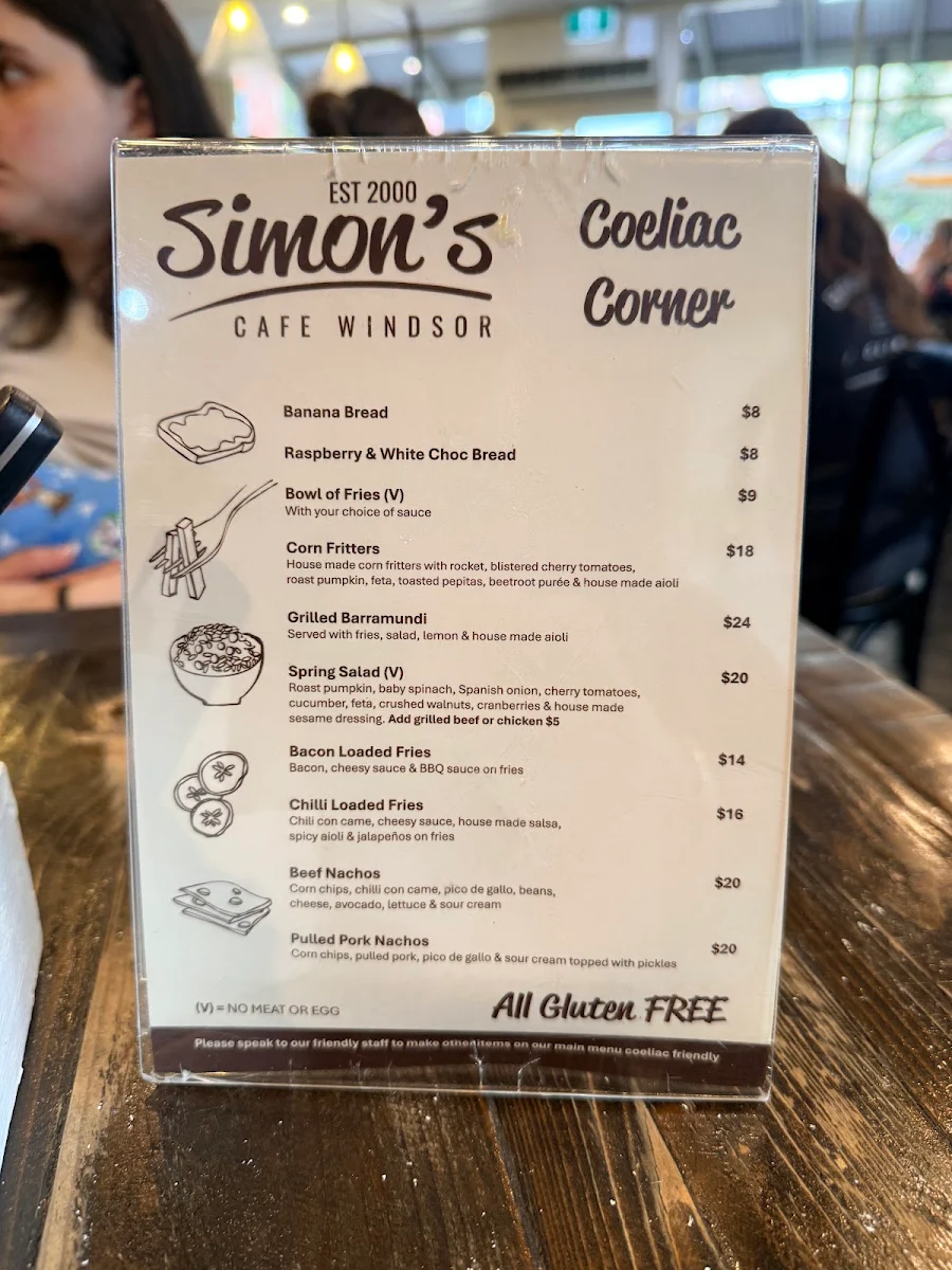 Menu, Simon's Cafe - Best cafe in Windsor