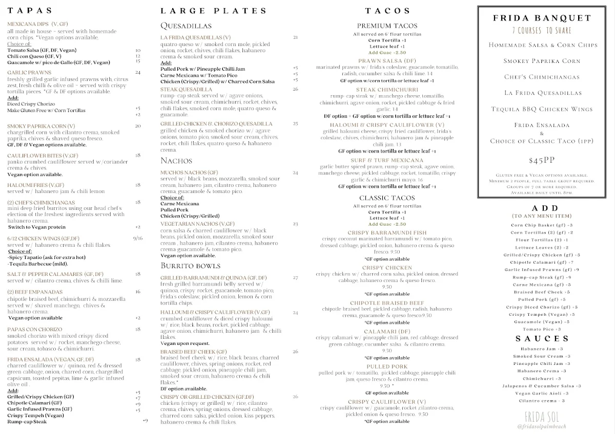 Menu, Frida Sol