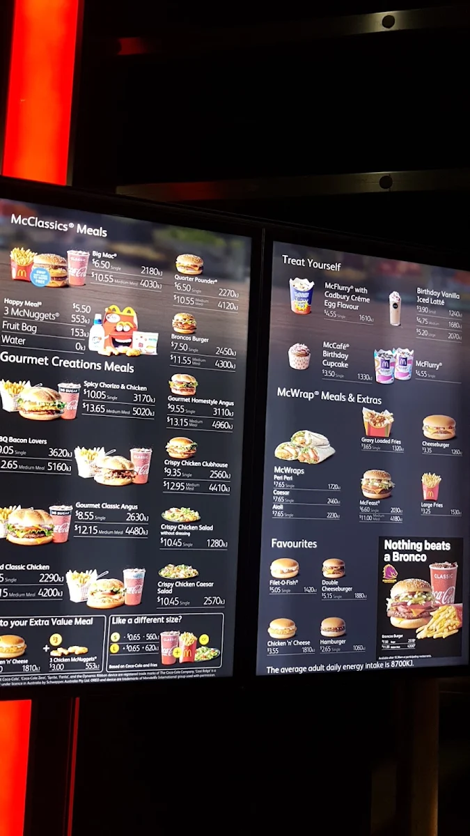 Menu, McDonald's Capalaba