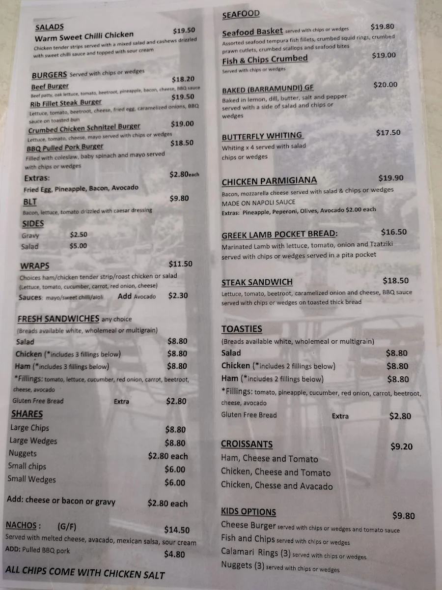 Menu, Cafe 1928