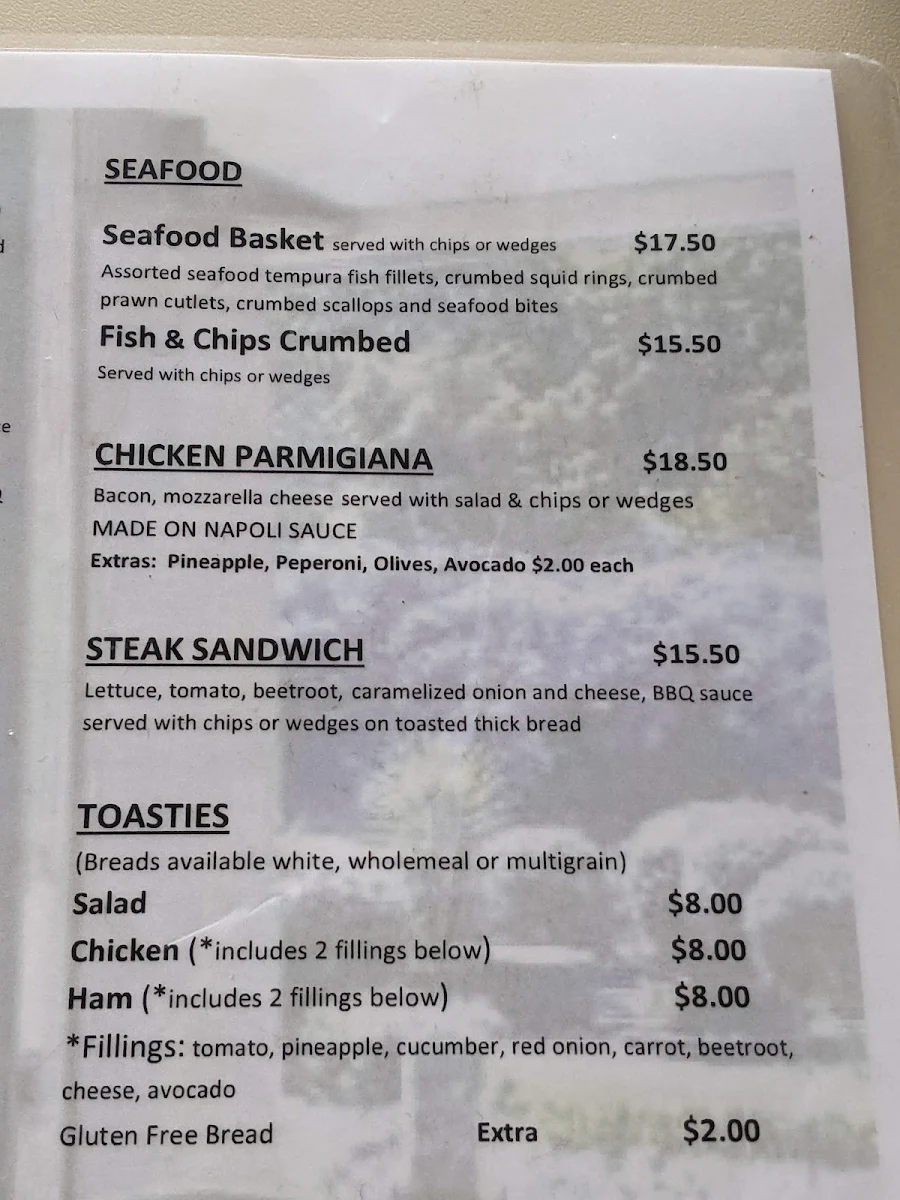 Menu, Cafe 1928