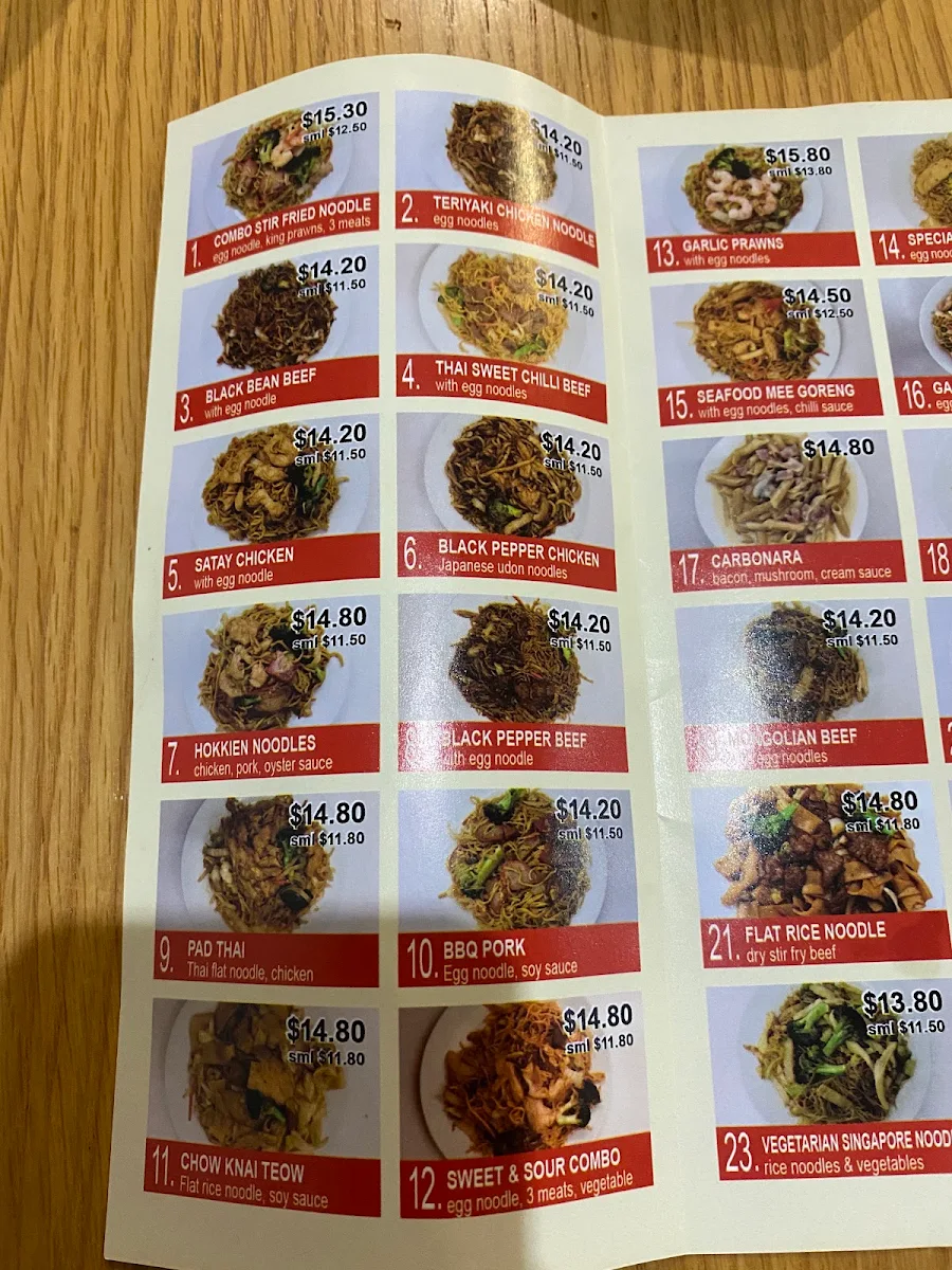 Menu, Dragon buffet & Bowen Noodle Bar