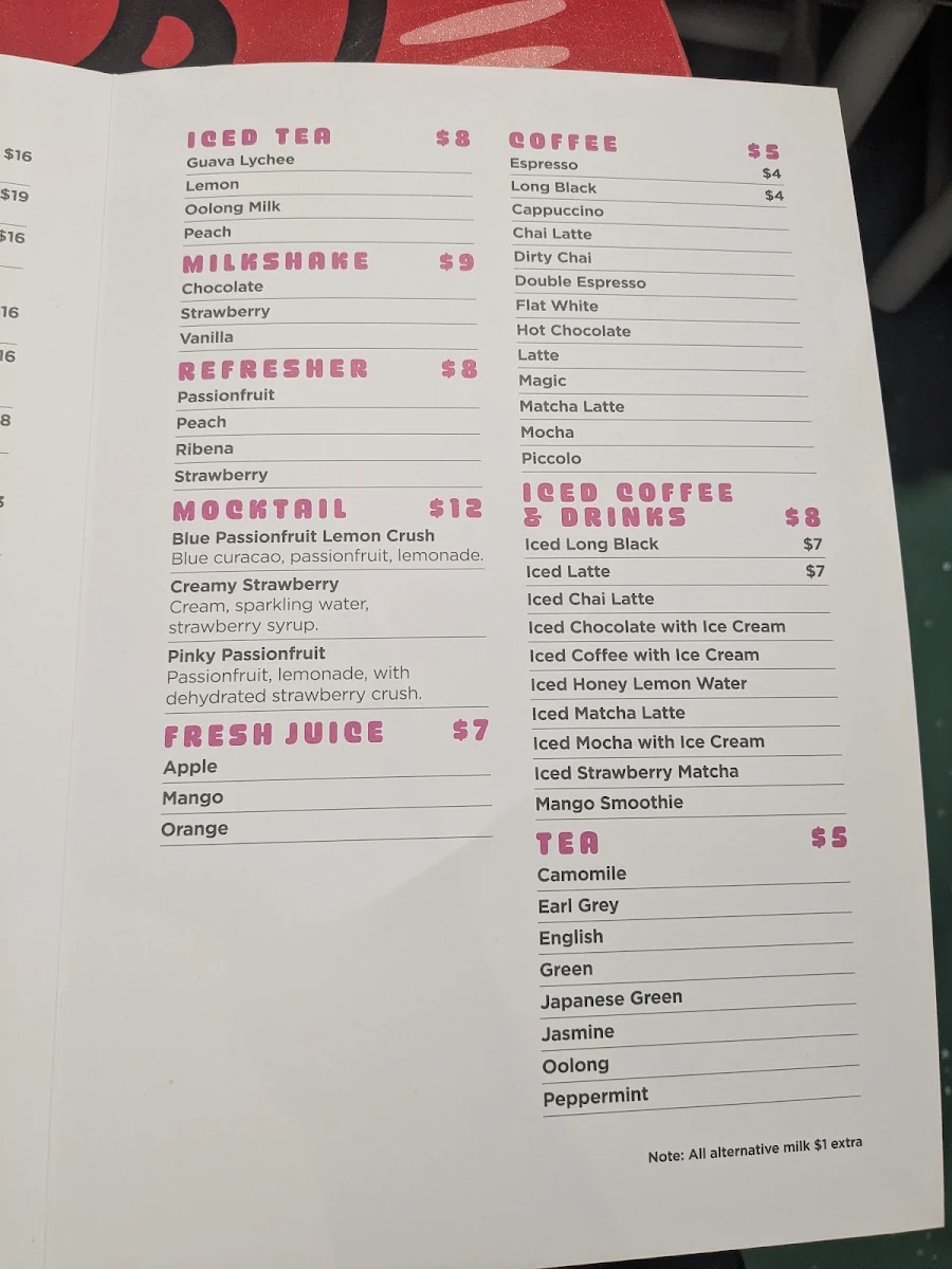 Menu, Hello Kitty and Friends Cafe Melbourne Central