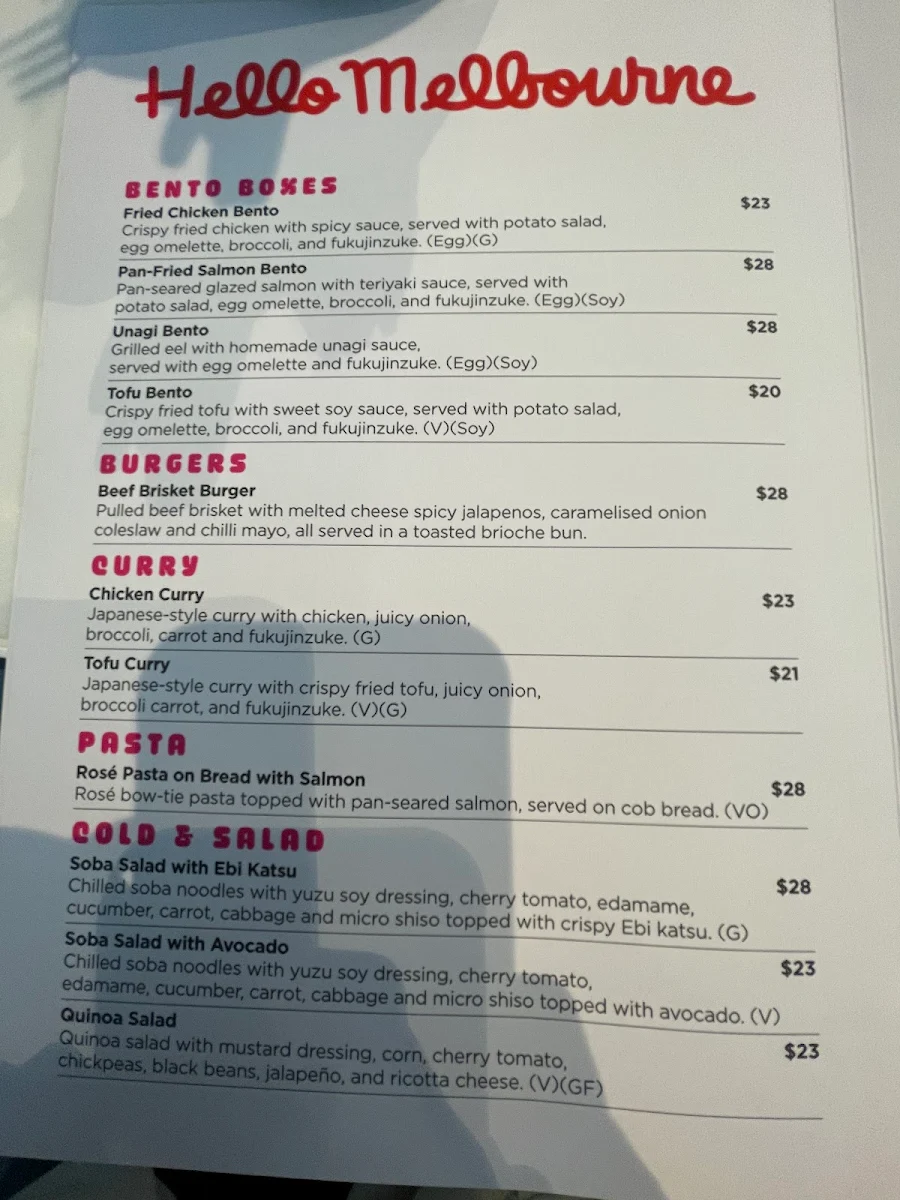 Menu, Hello Kitty and Friends Cafe Melbourne Central