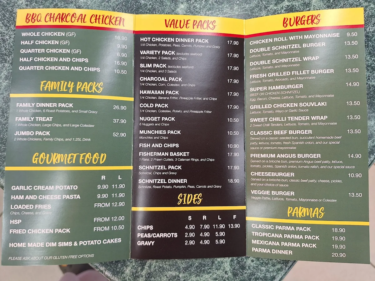 Menu, Cranbourne Charcoal Chicken