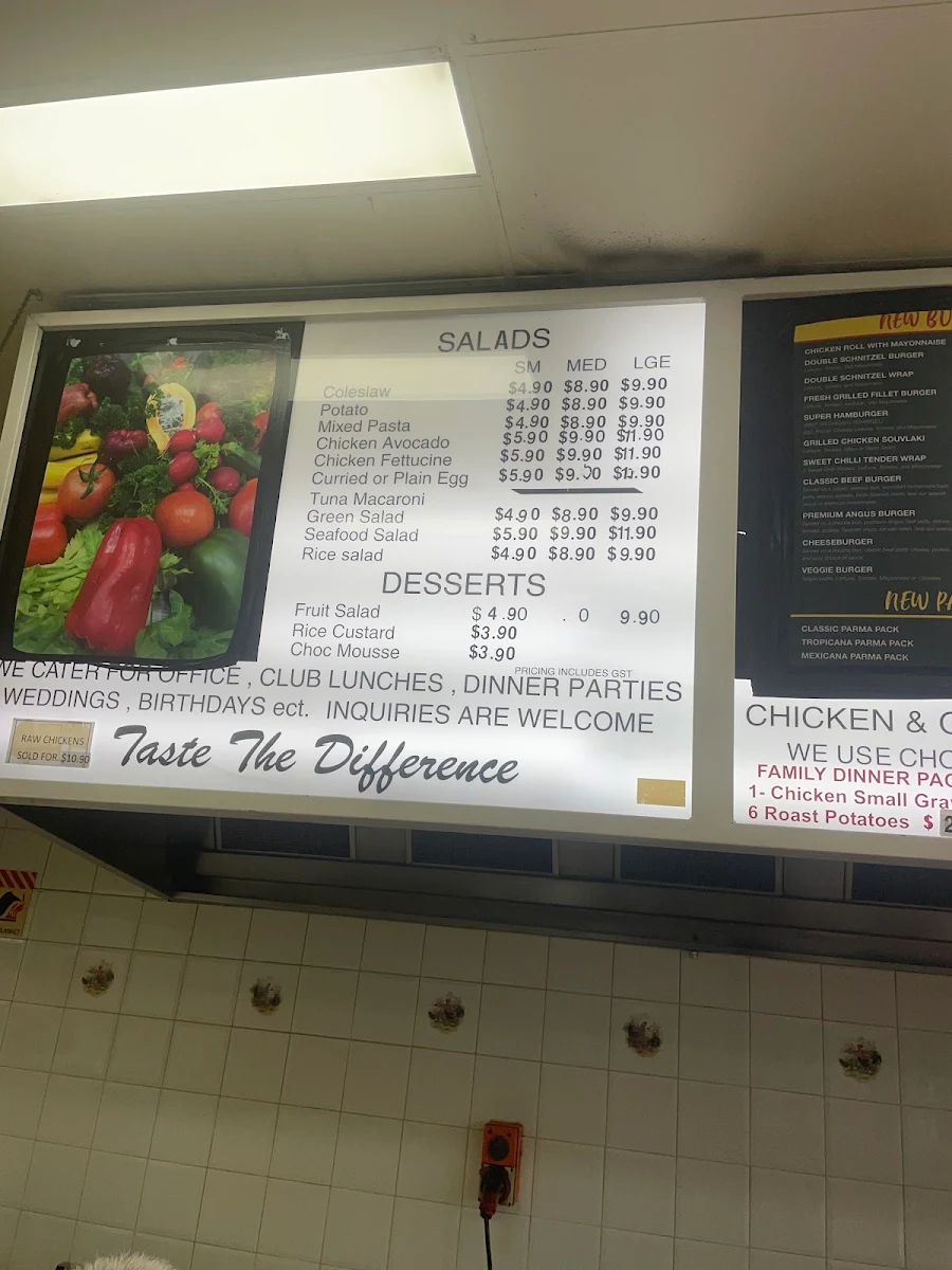 Menu, Cranbourne Charcoal Chicken
