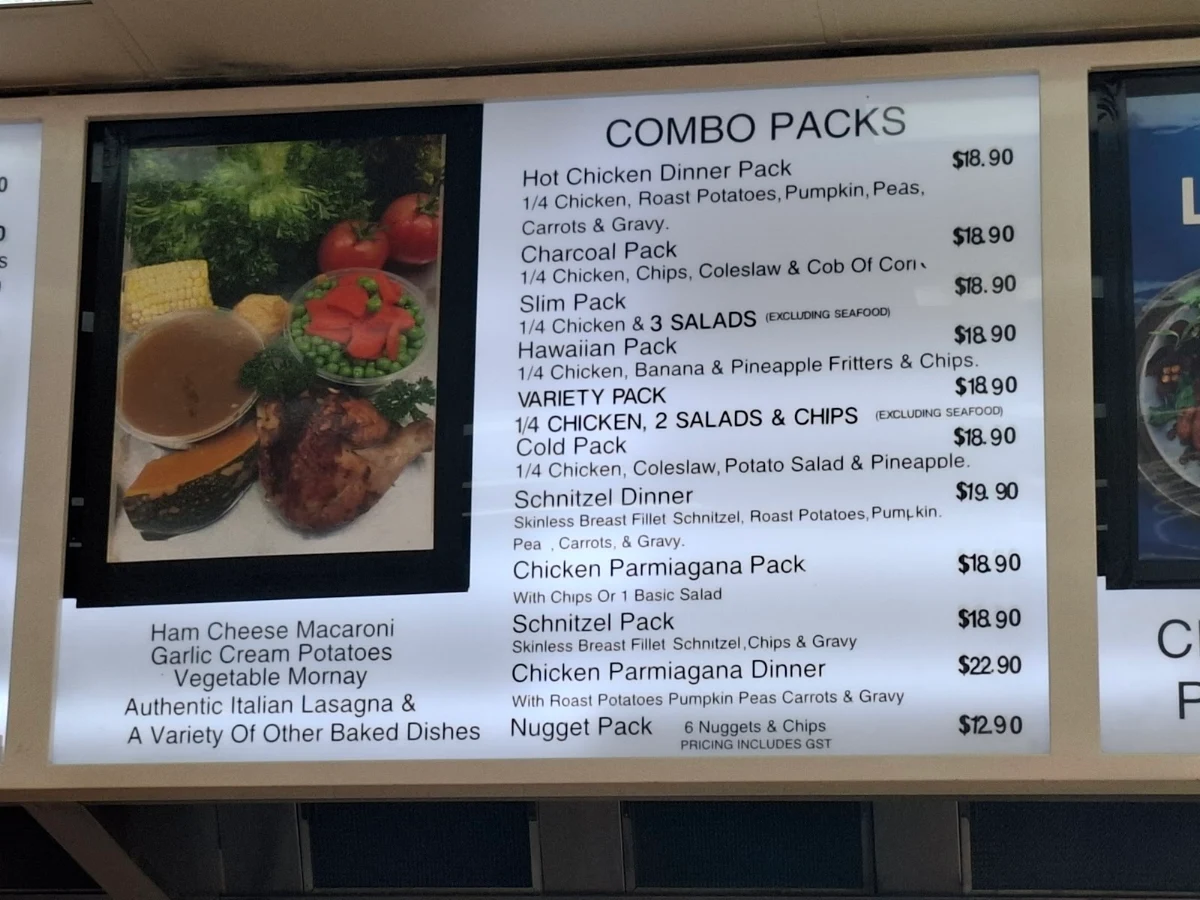 Menu, Cranbourne Charcoal Chicken