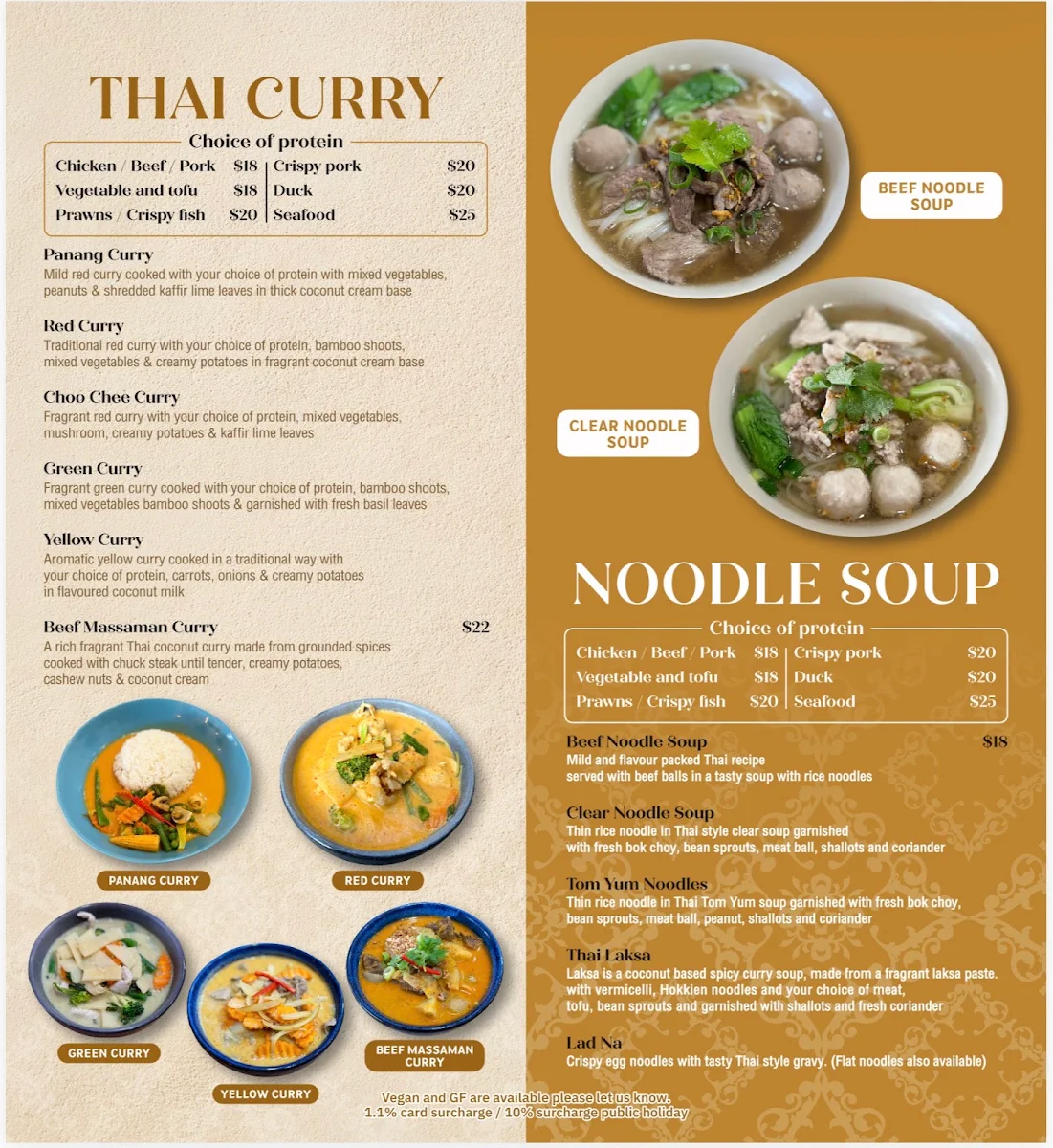 Menu, Charles Thai