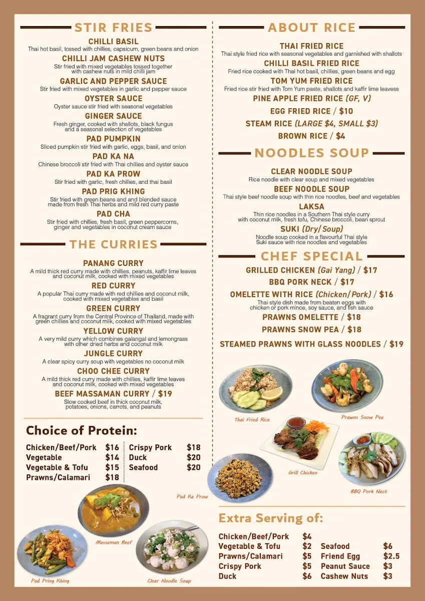 Menu, Charles Thai