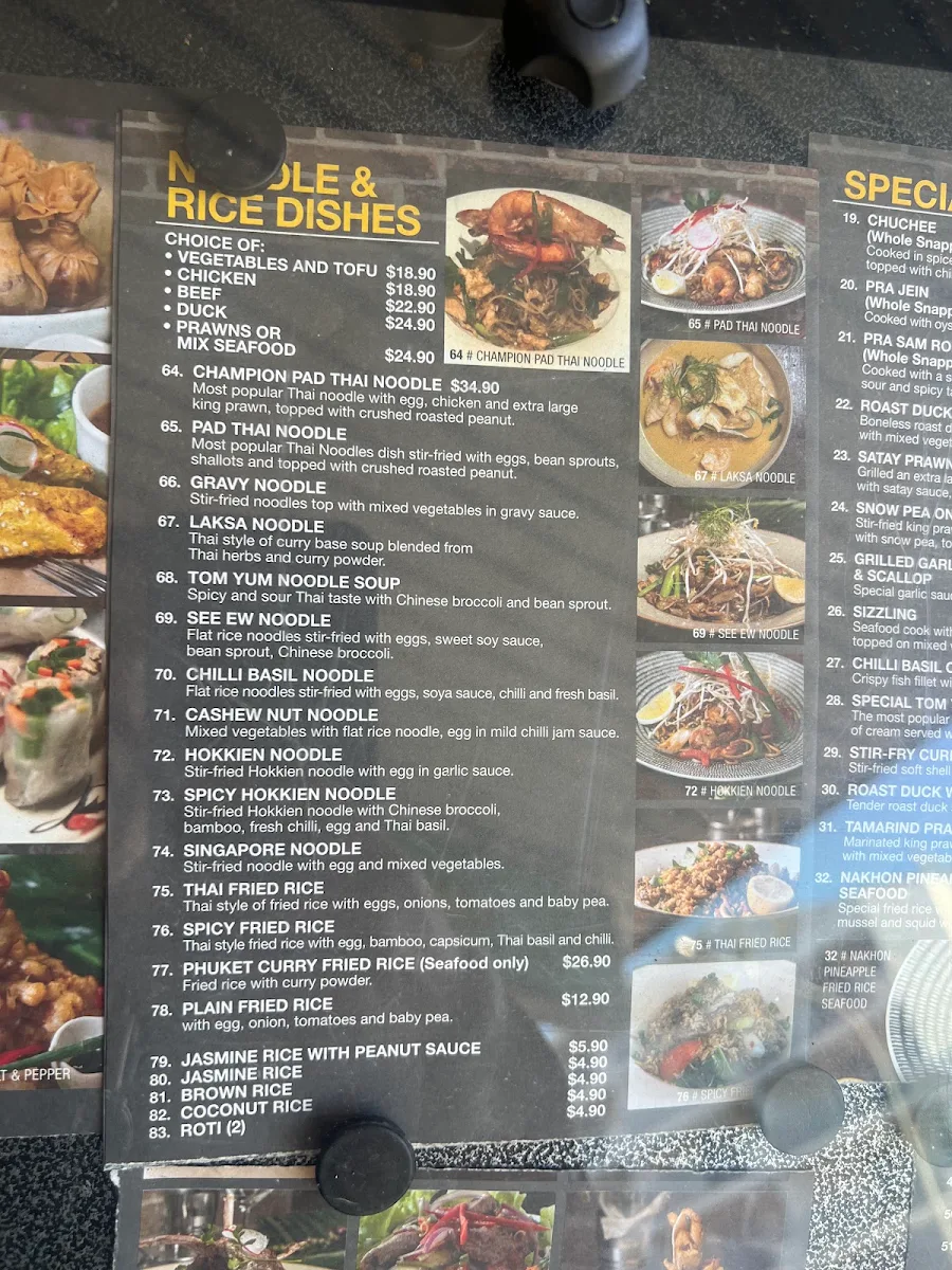 Menu, Nakhon Thai