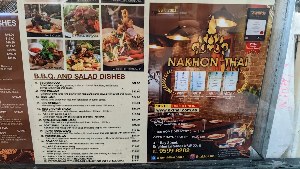 Menu, Nakhon Thai
