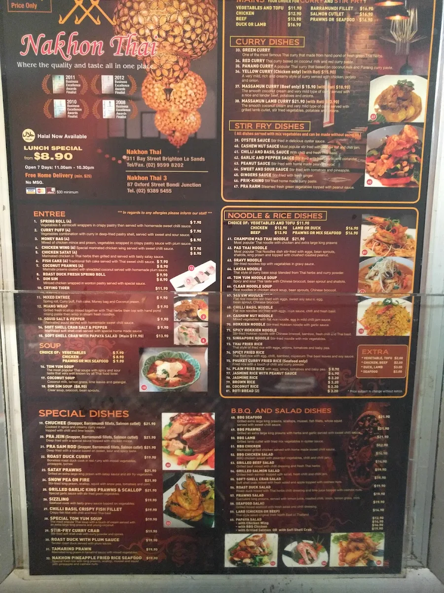 Menu, Nakhon Thai