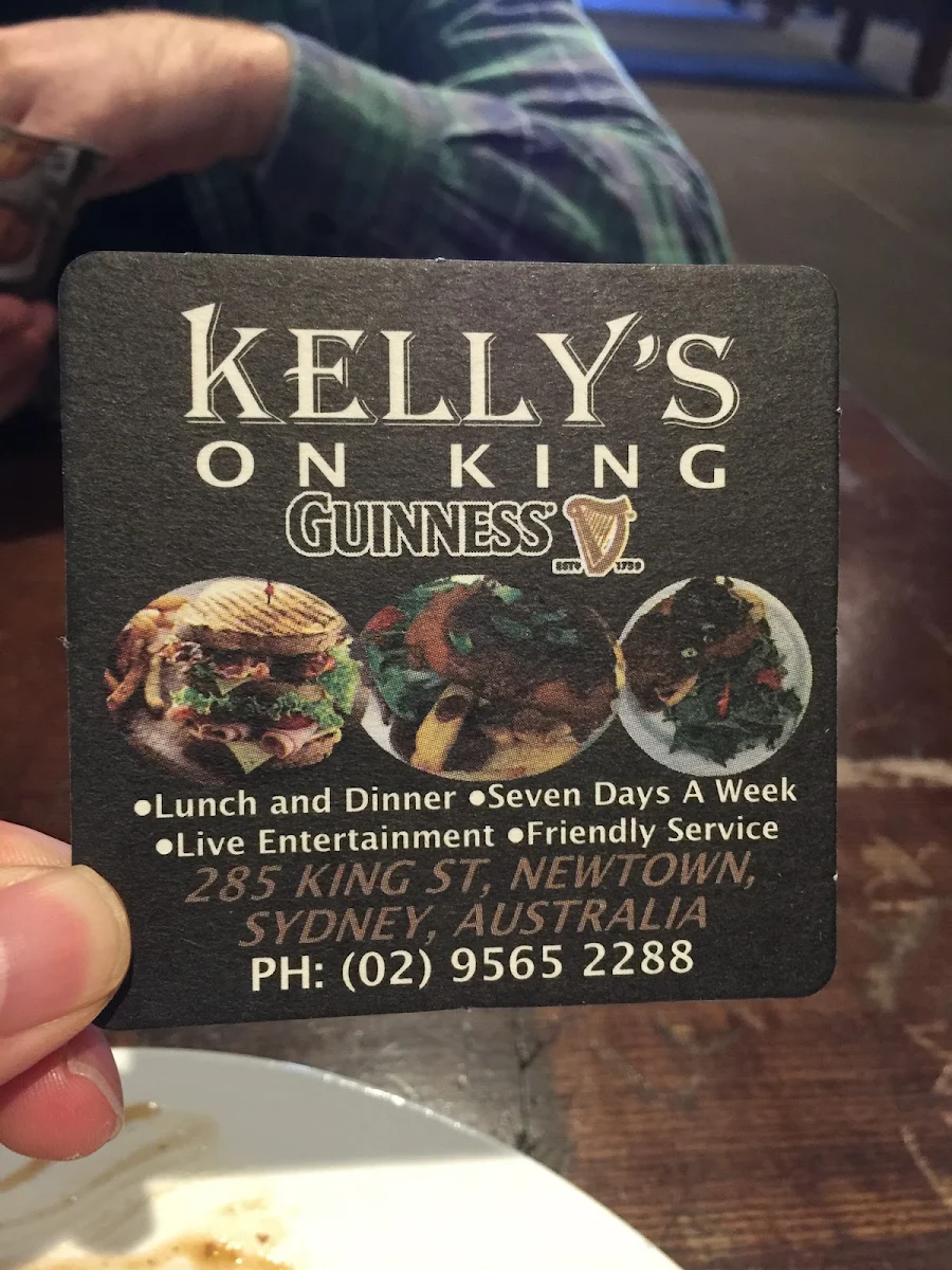 Menu, Kelly's on King
