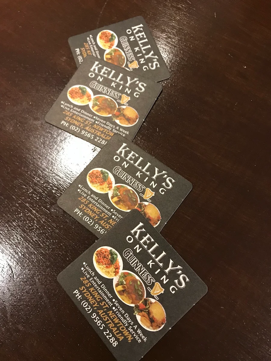 Menu, Kelly's on King