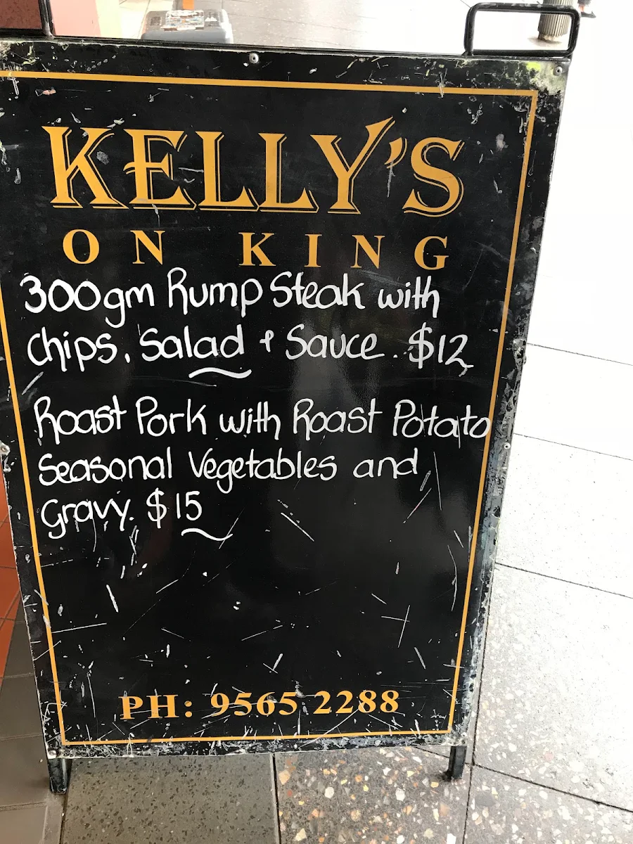 Menu, Kelly's on King