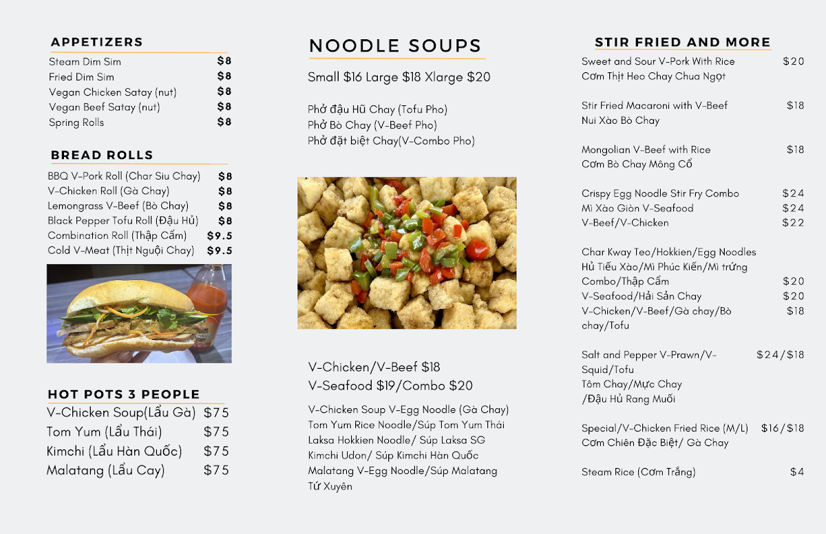 Menu, Cafe Thu Ngan