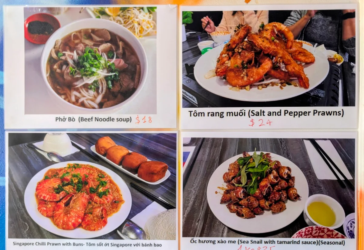 Menu, Cafe Thu Ngan