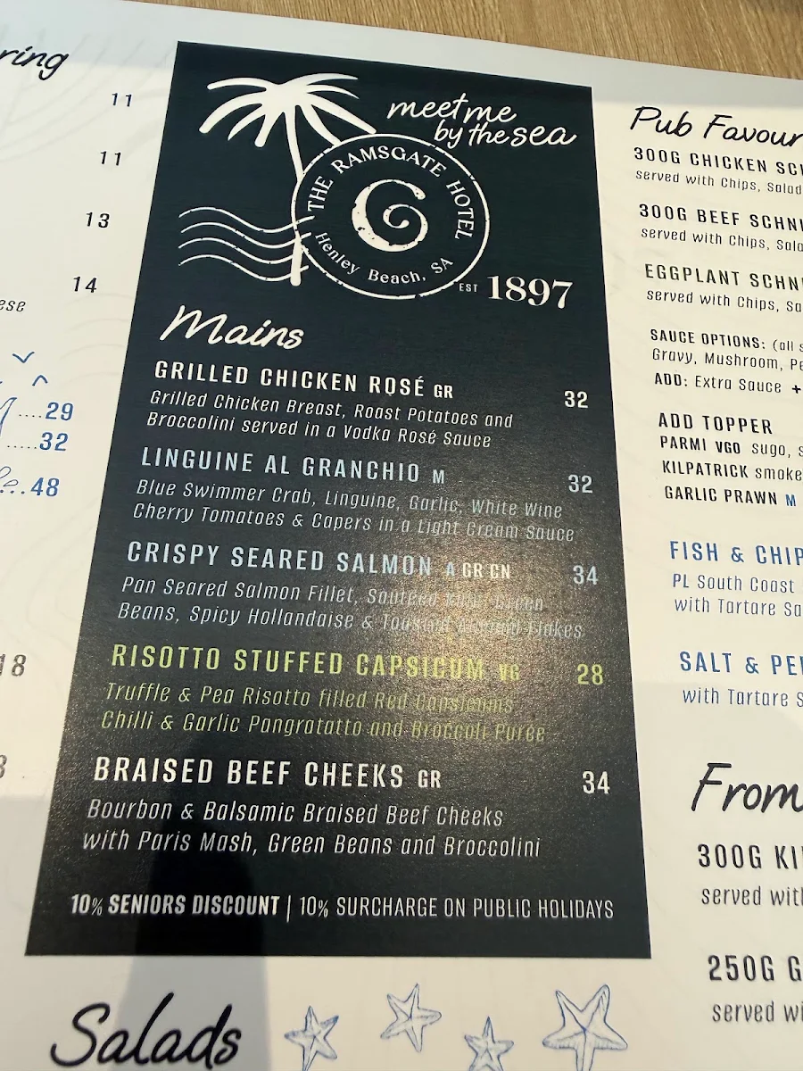 Menu, Ramsgate Hotel