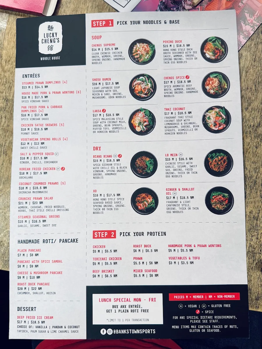 Menu, Lucky Cheng's