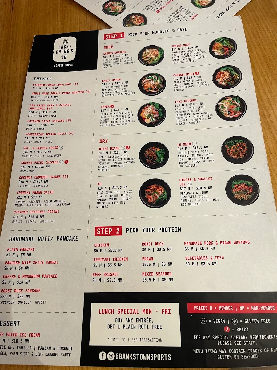 Menu, Lucky Cheng's