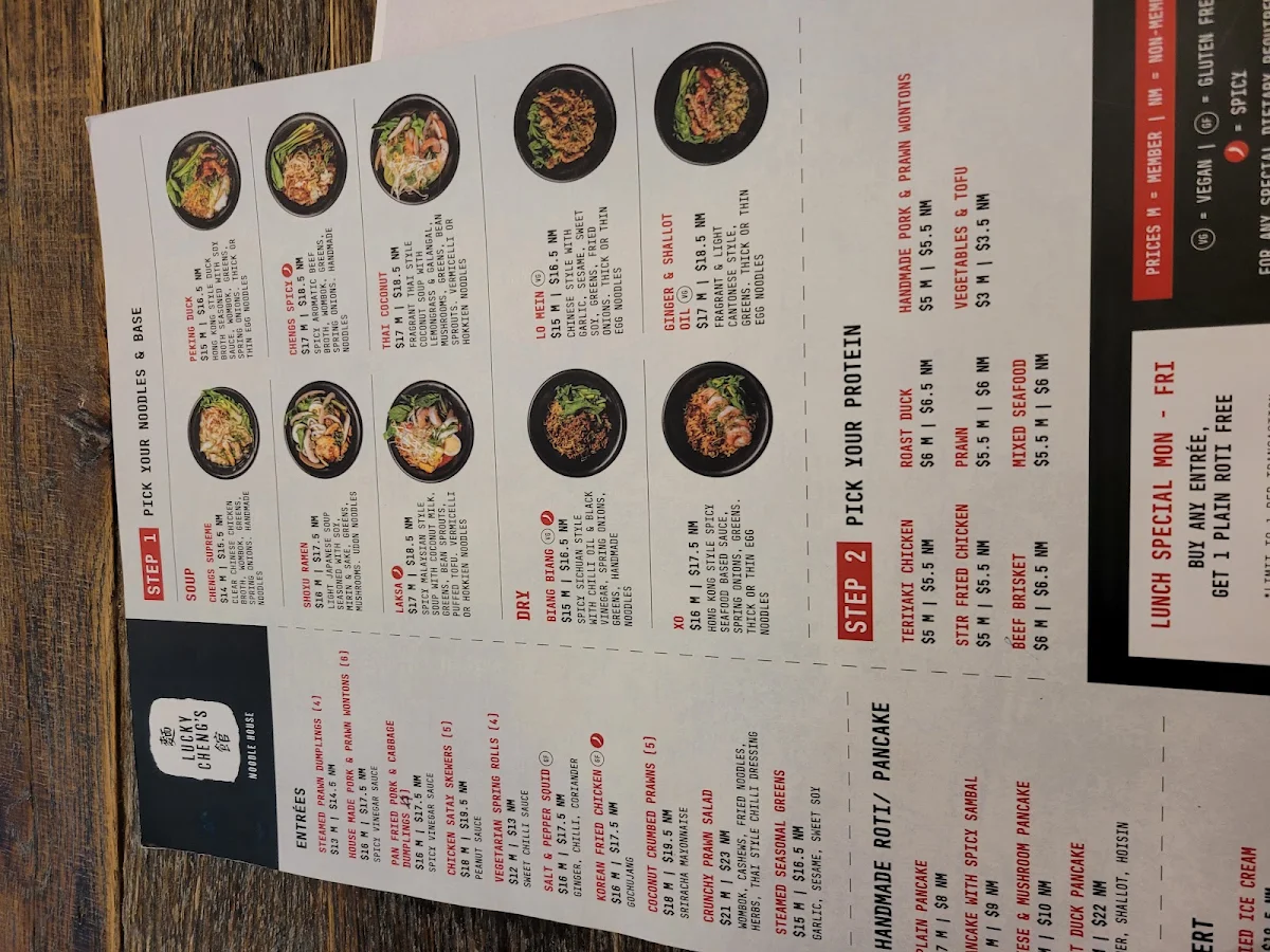 Menu, Lucky Cheng's