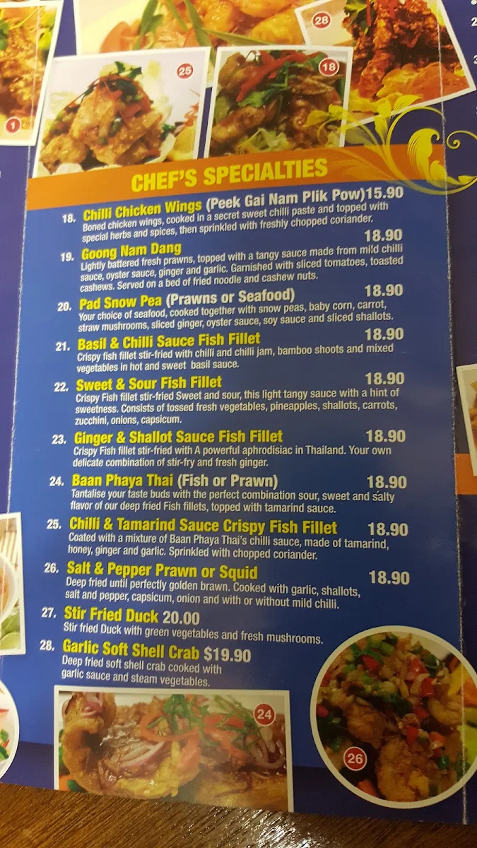Menu, Baan Phra Ya Thai Brighton