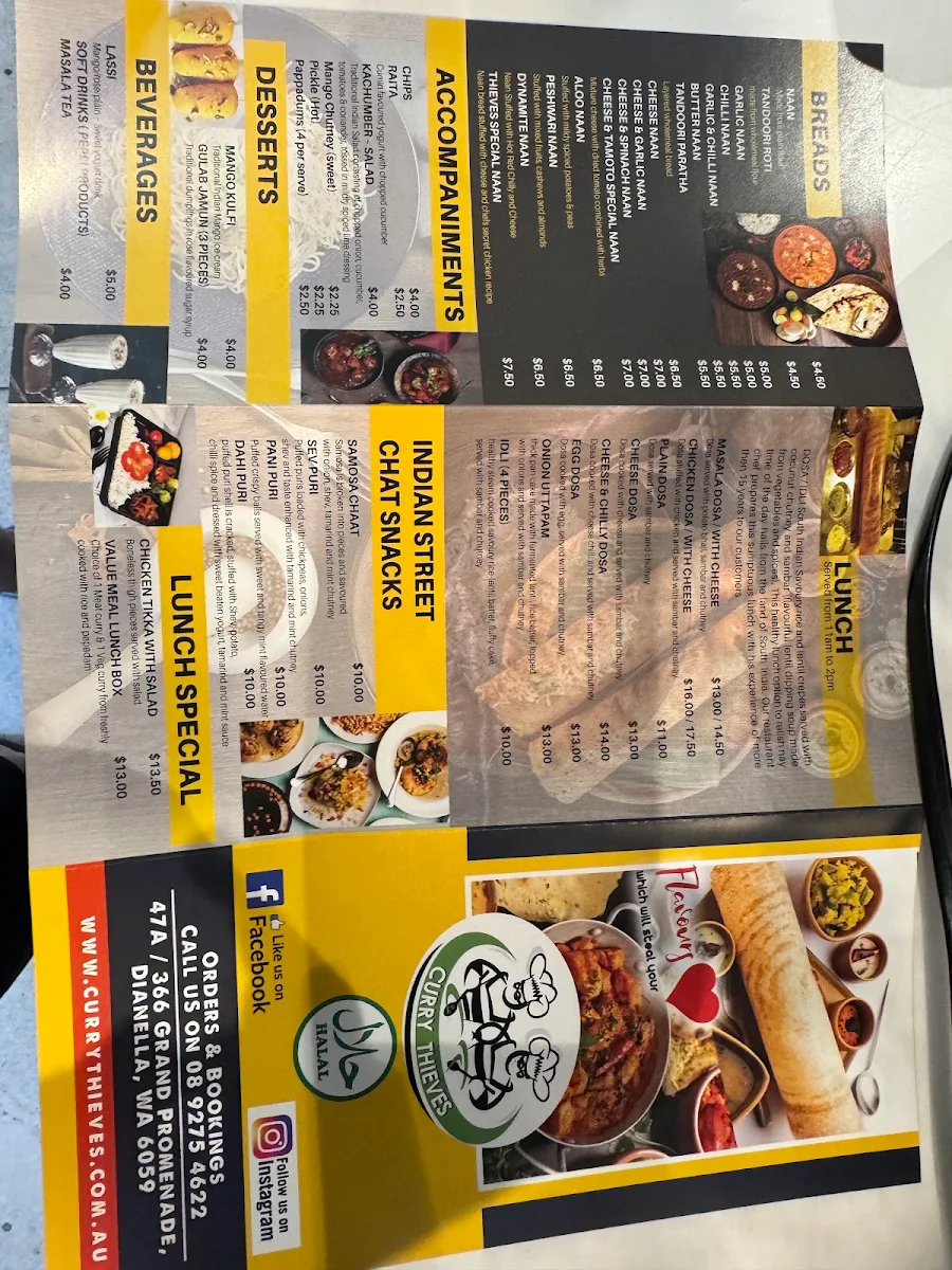 Menu, Curry Thieves