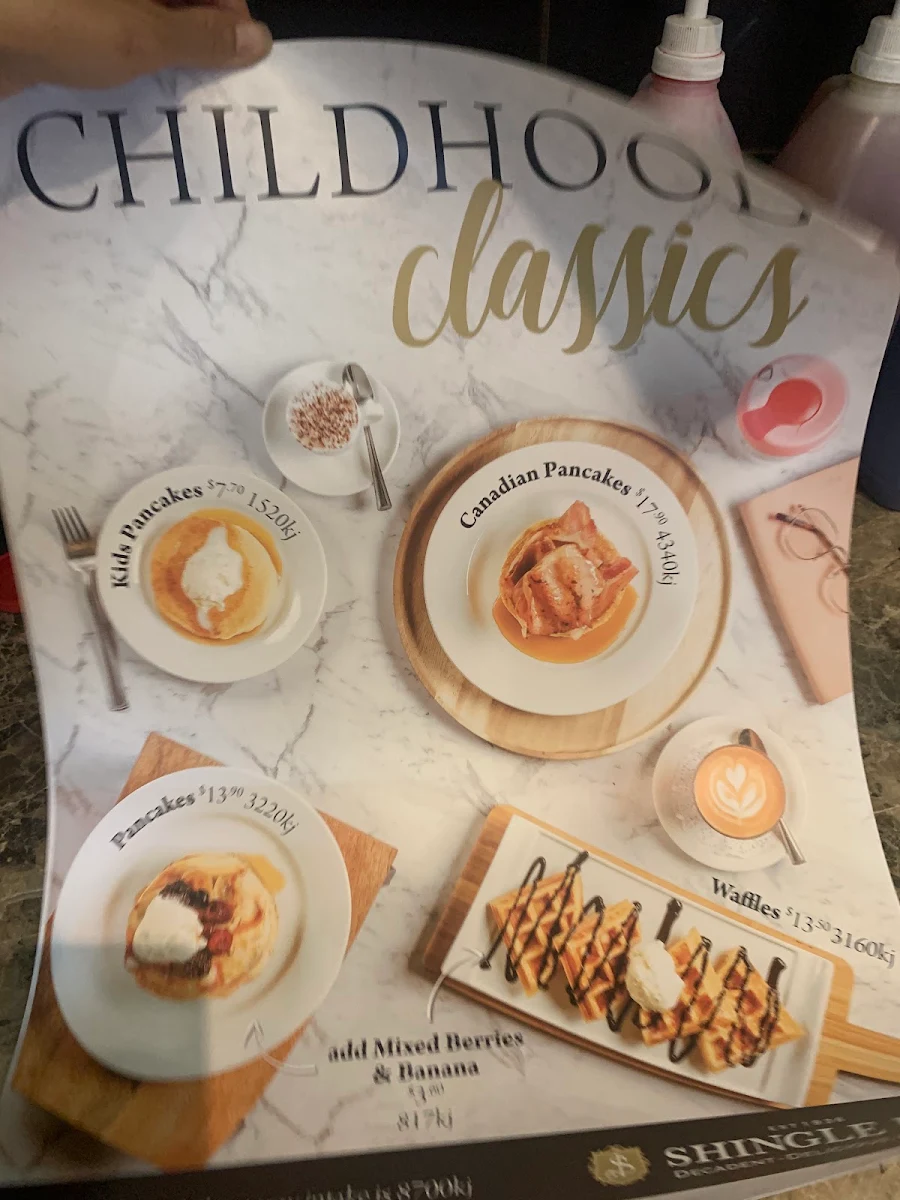 Menu, Shingle Inn Belmont