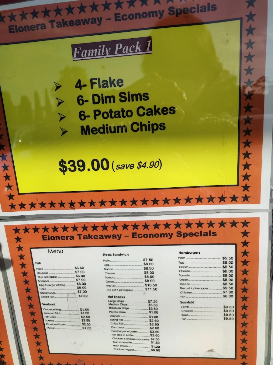 Menu, Noble Park Fish & Chips
