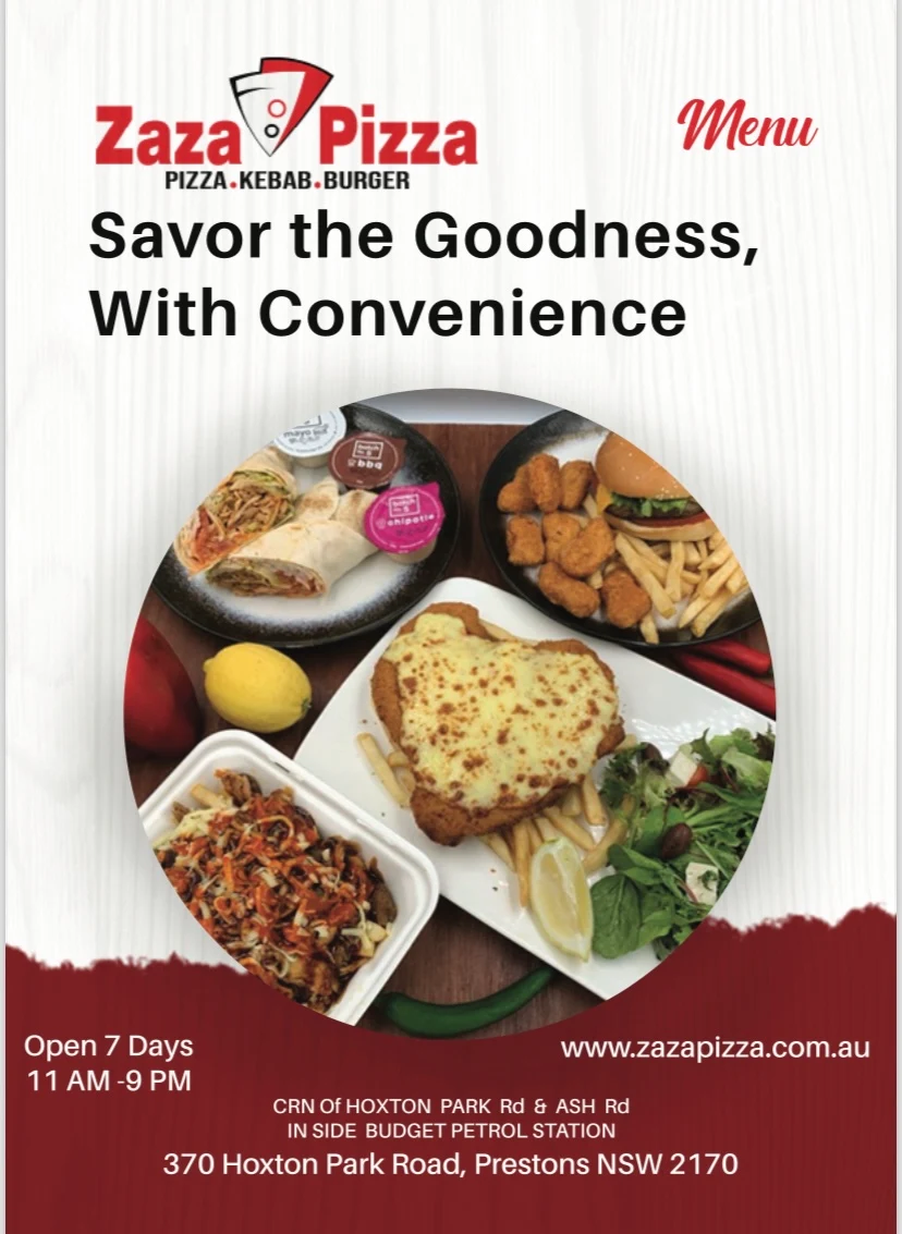 Menu, Zaza Pizza & Kebab