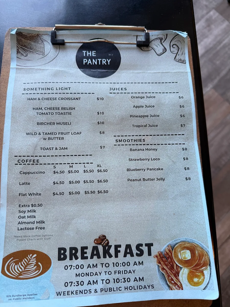 Menu, The Pantry