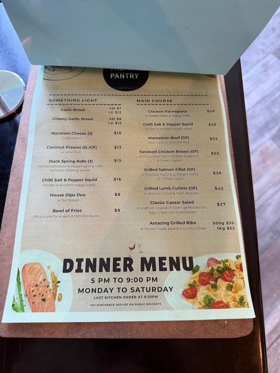 Menu, The Pantry