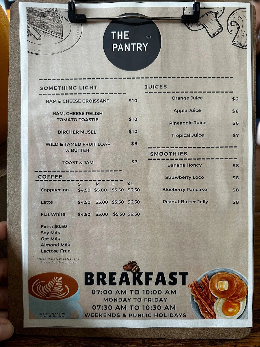 Menu, The Pantry