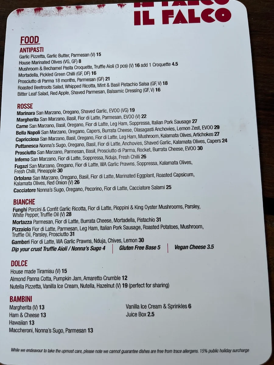 Menu, IL FALCO