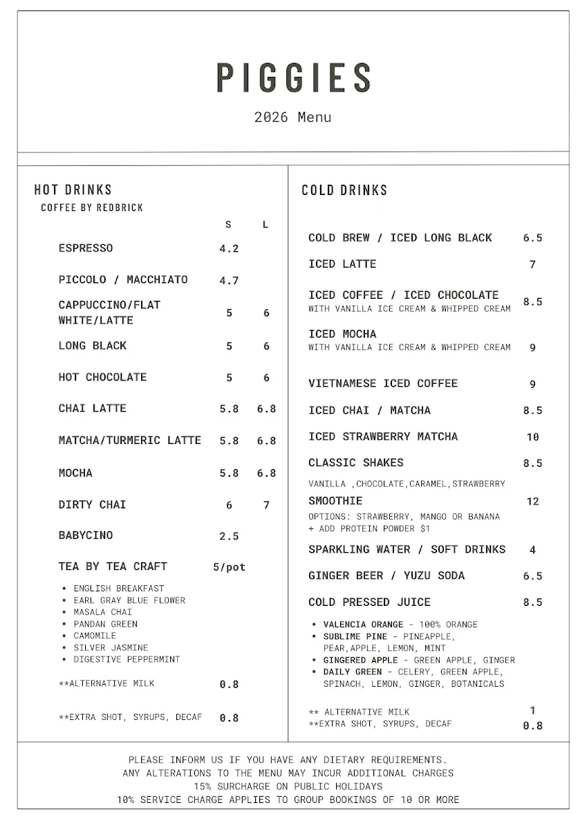 Menu, Piggies