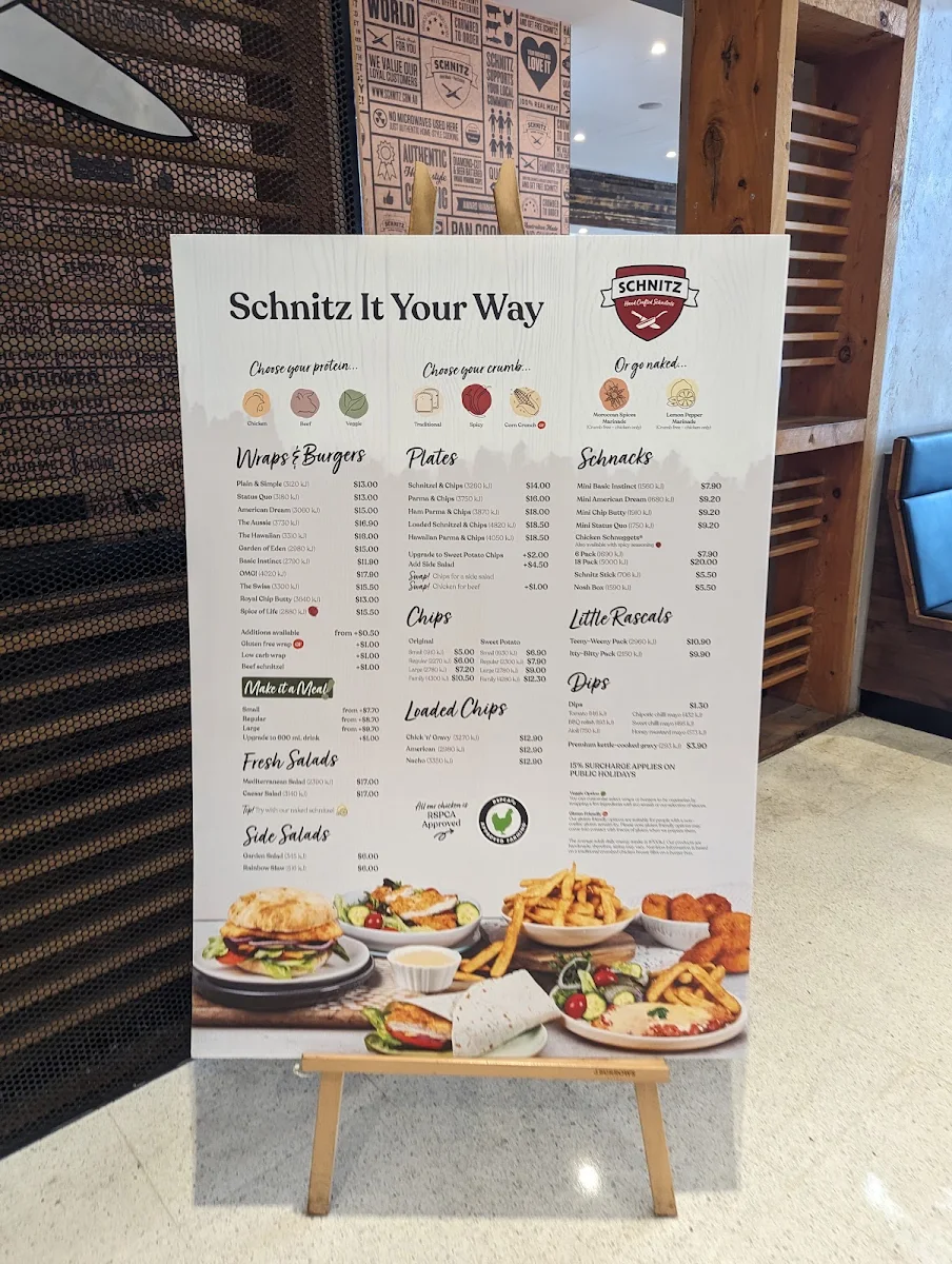Menu, Schnitz Toowoomba