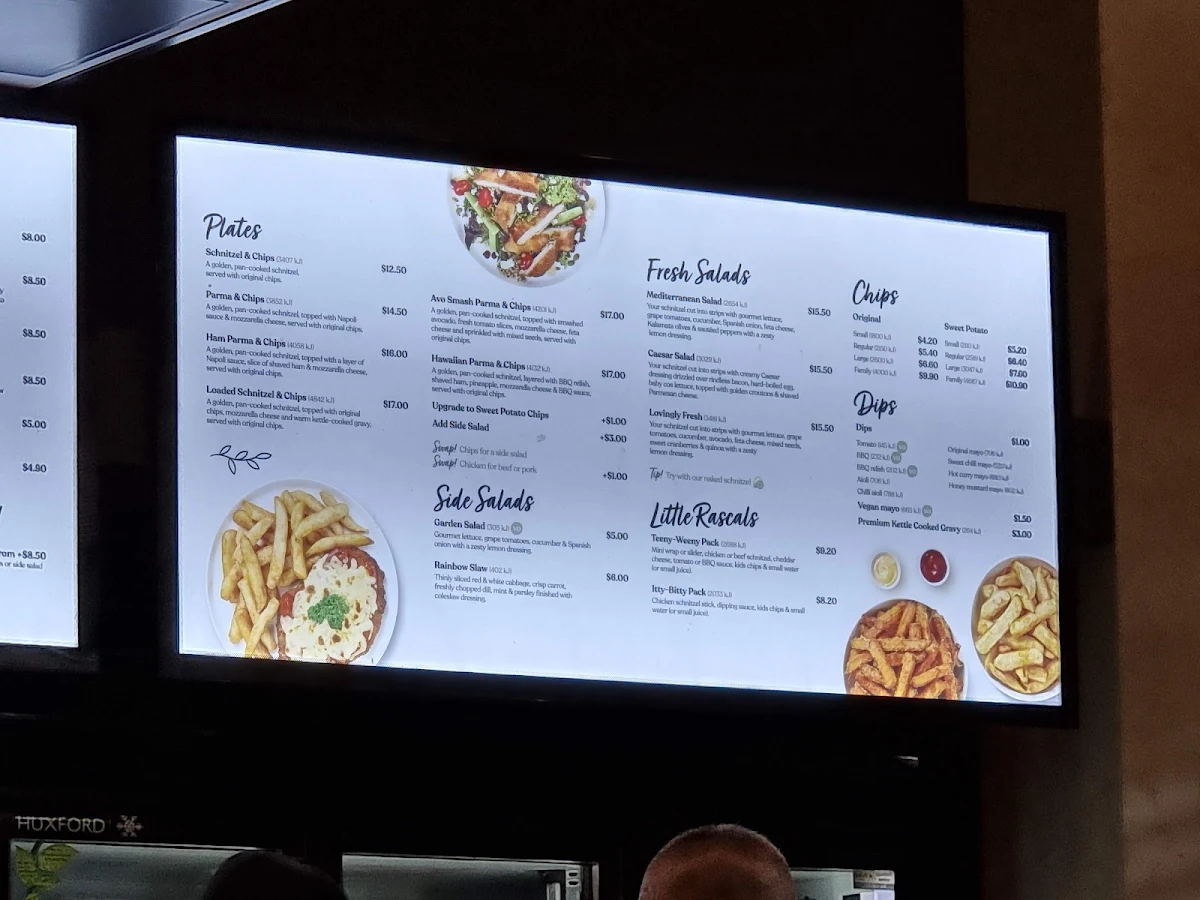 Menu, Schnitz Toowoomba