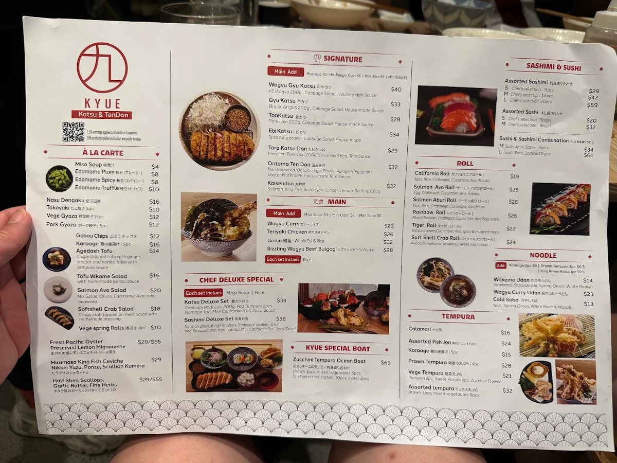 Menu, Kyue Japanese Restaurant | Gyukatsu & Tonkatsu Willoughby