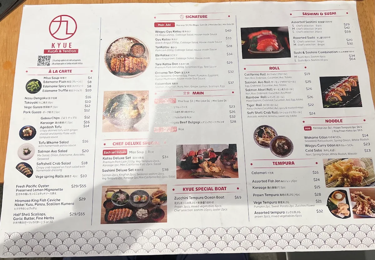 Menu, Kyue Japanese Restaurant | Gyukatsu & Tonkatsu Willoughby