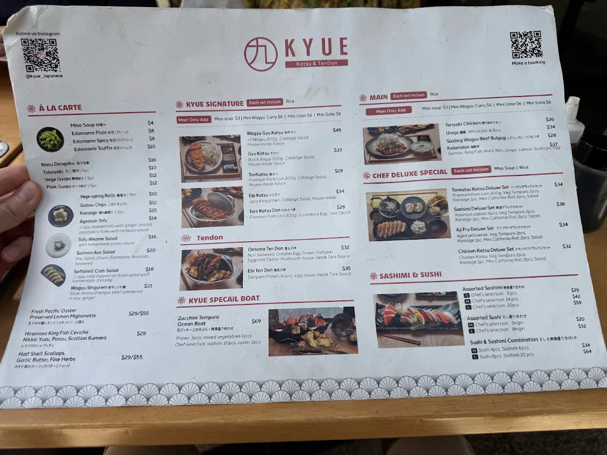 Menu, Kyue Japanese Restaurant | Gyukatsu & Tonkatsu Willoughby