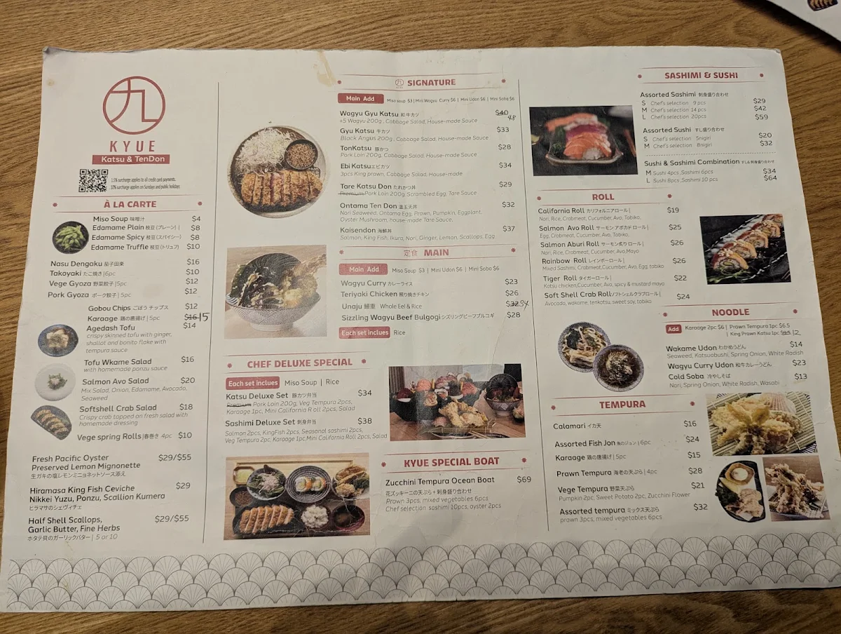 Menu, Kyue Japanese Restaurant | Gyukatsu & Tonkatsu Willoughby