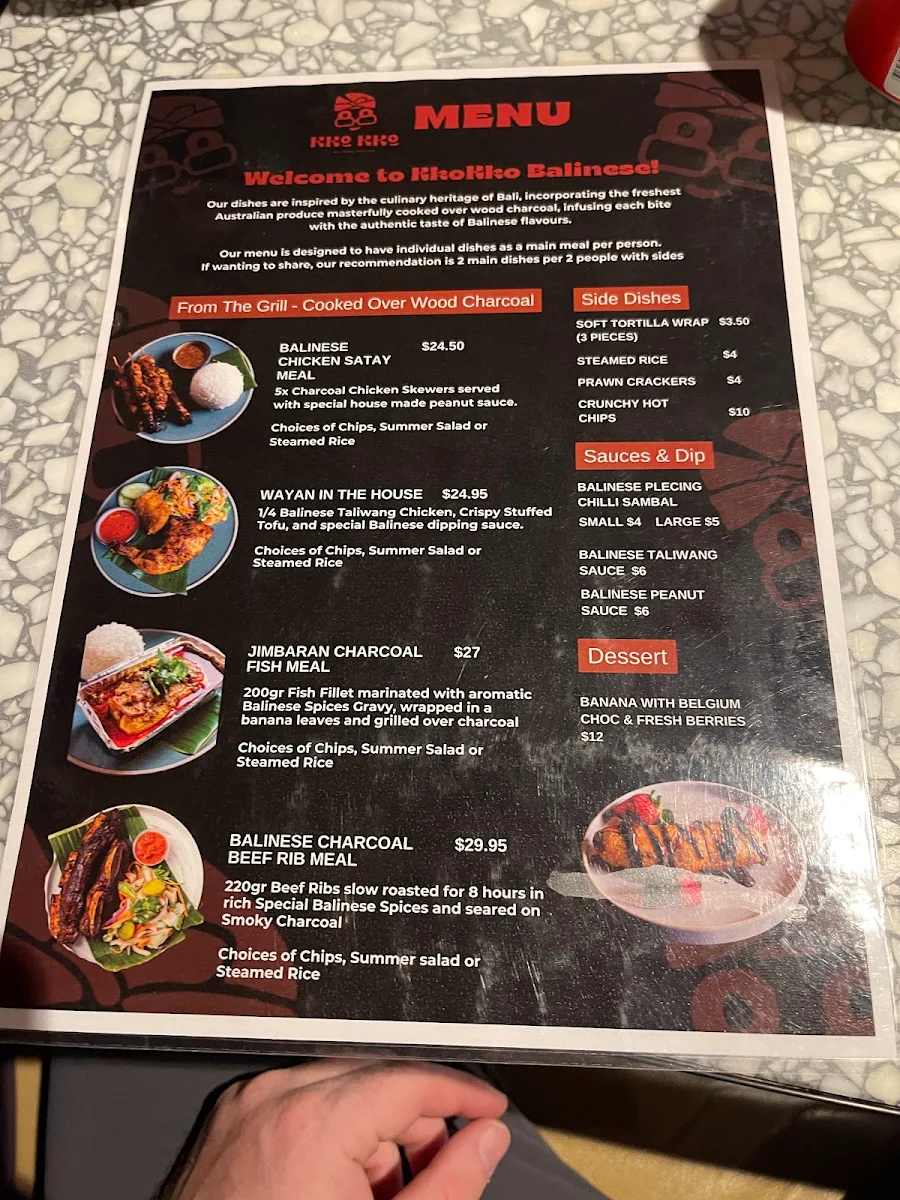 Menu, KKO KKO Balinese