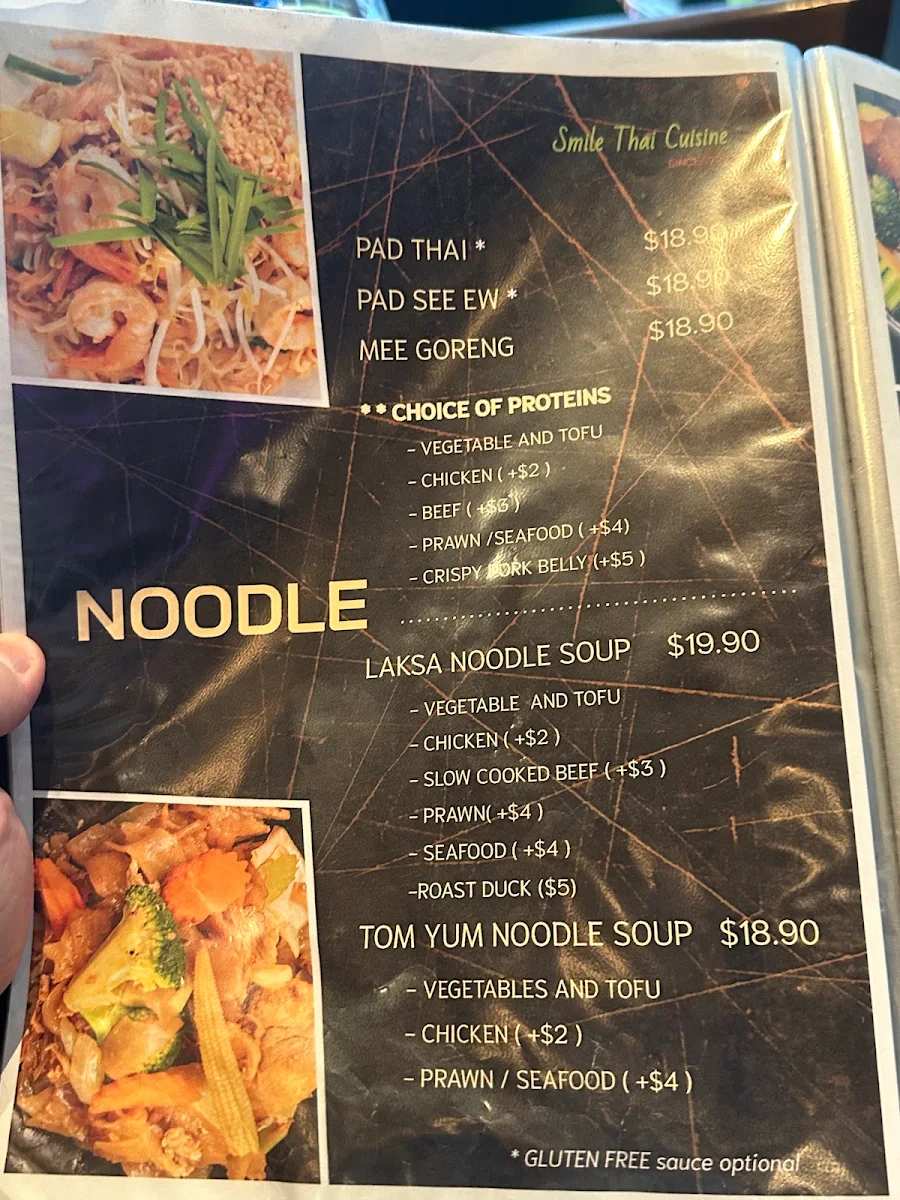 Menu, Smile Thai Cuisine