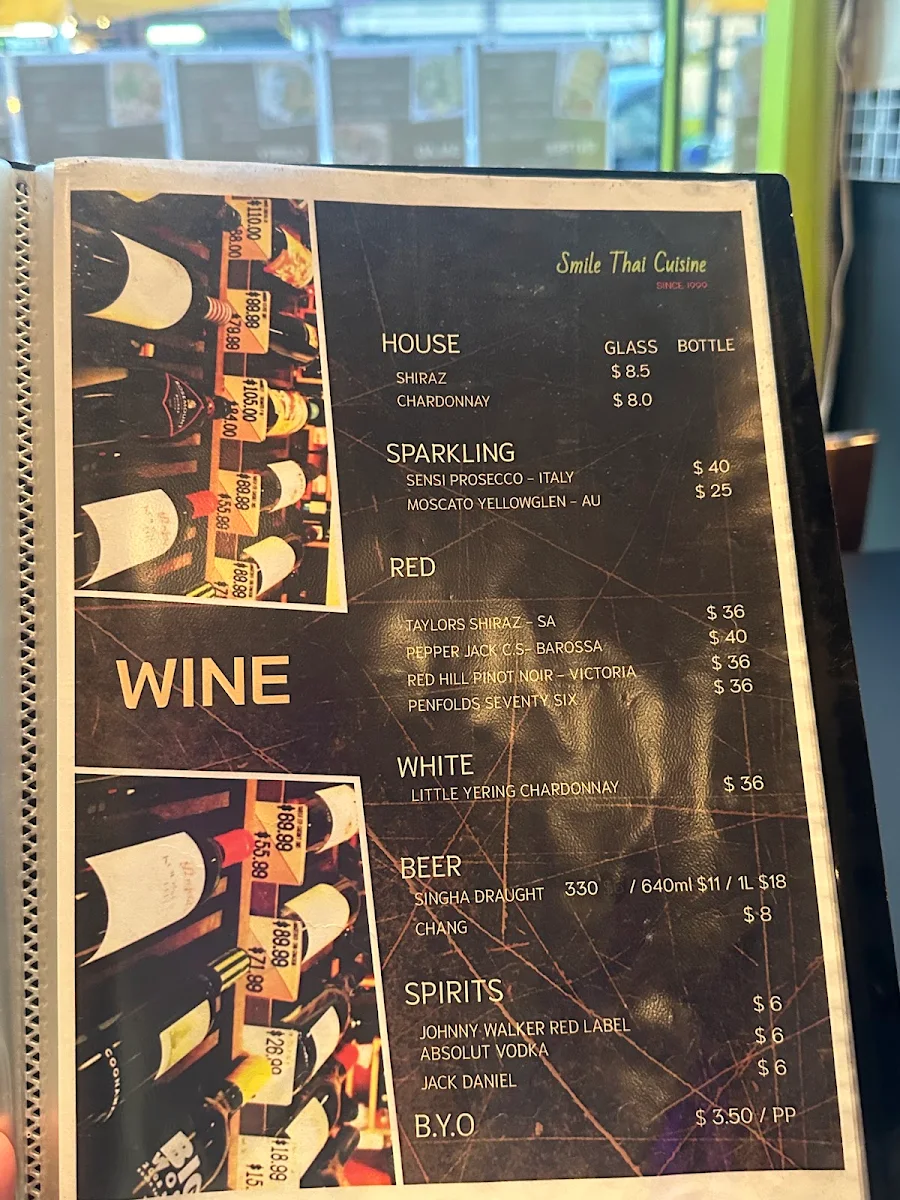 Menu, Smile Thai Cuisine