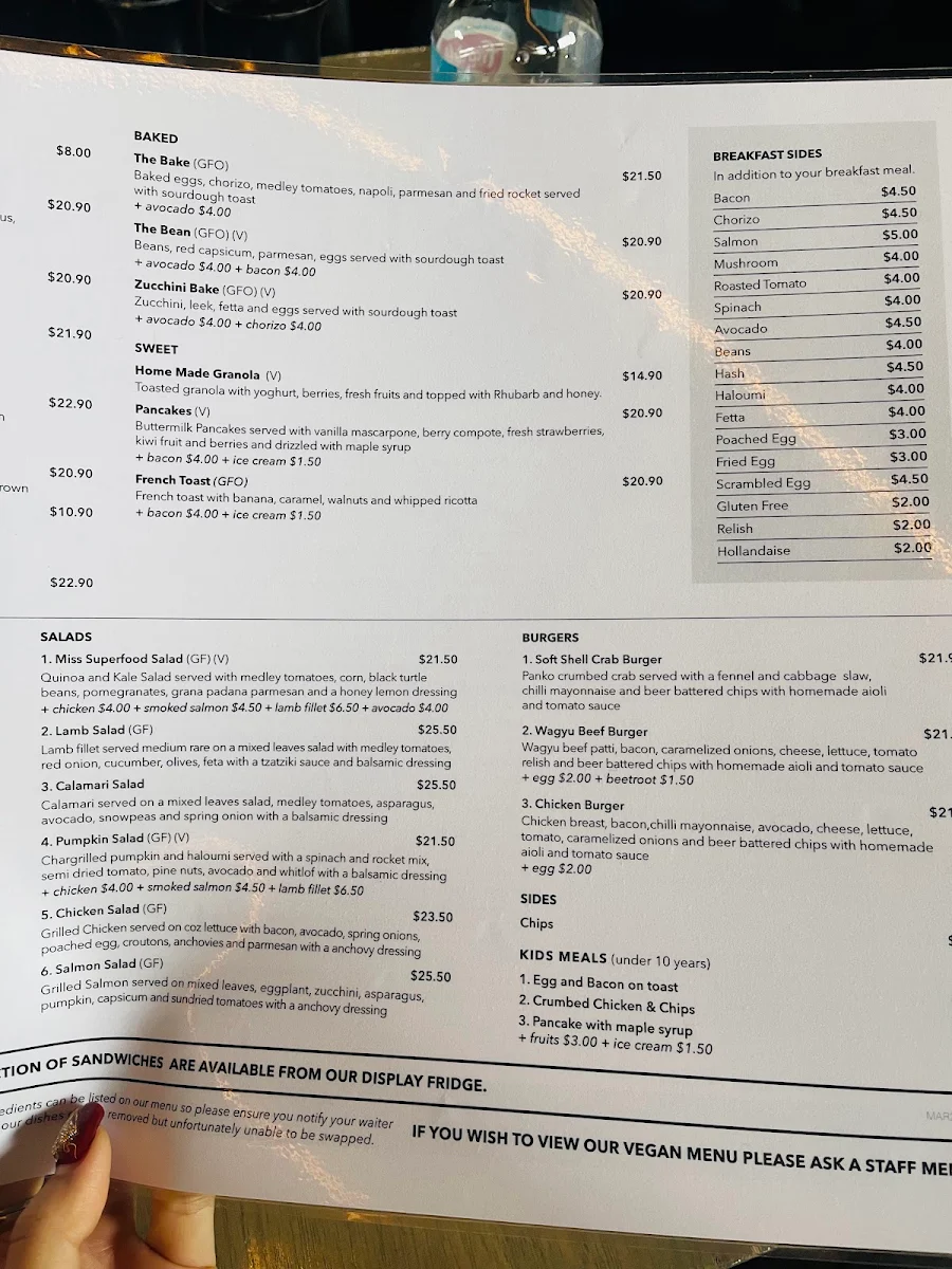 Menu, Mister and Miss