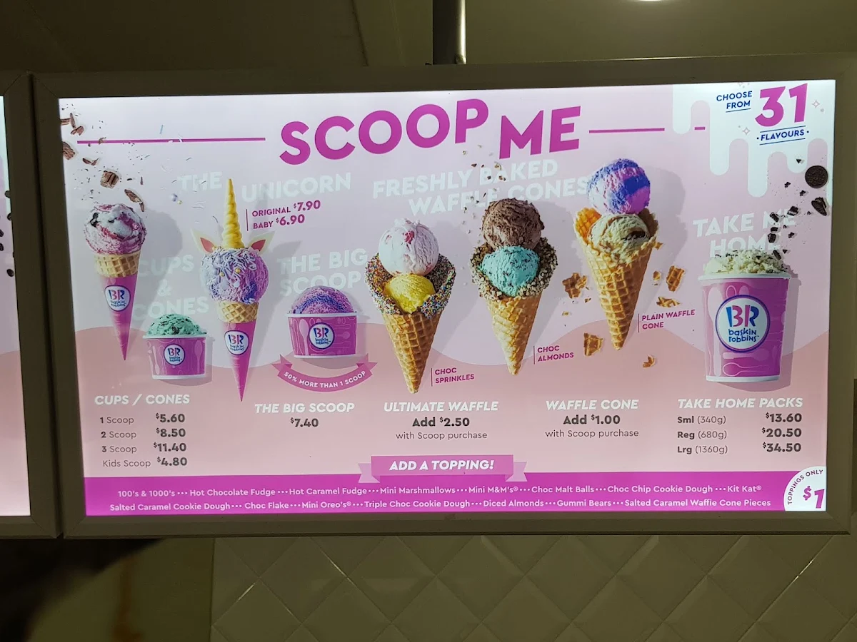 Menu, Baskin-Robbins