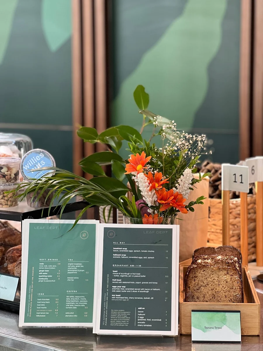 Menu, Leaf Dept. Cafe