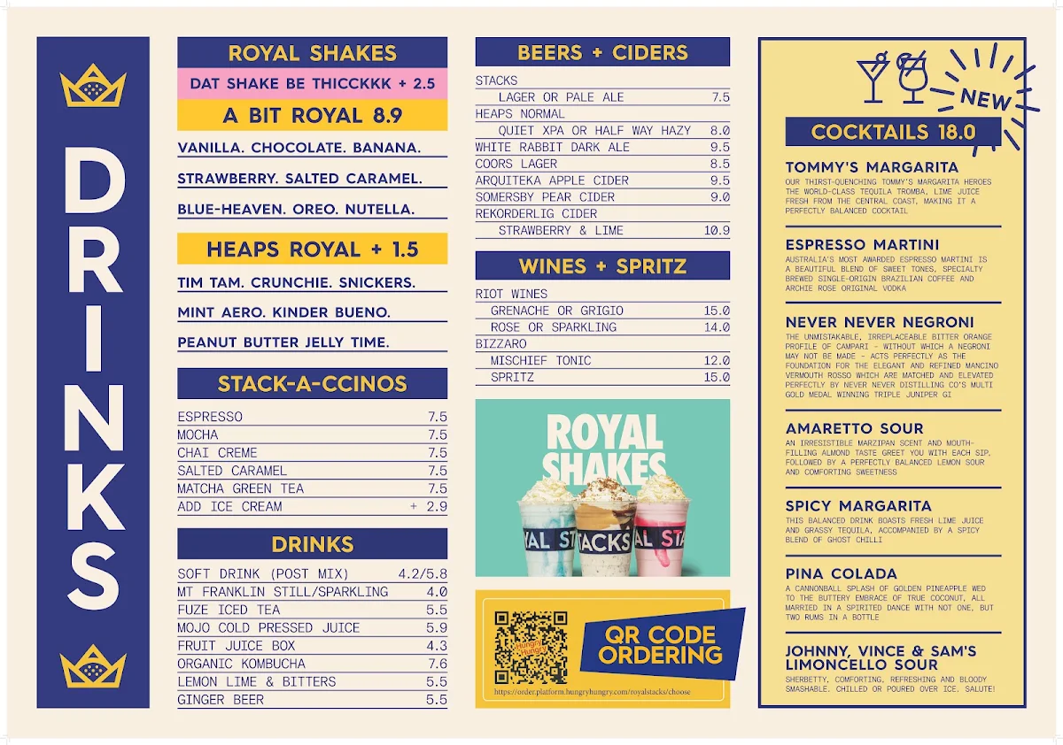 Menu, Royal Stacks Collins St.