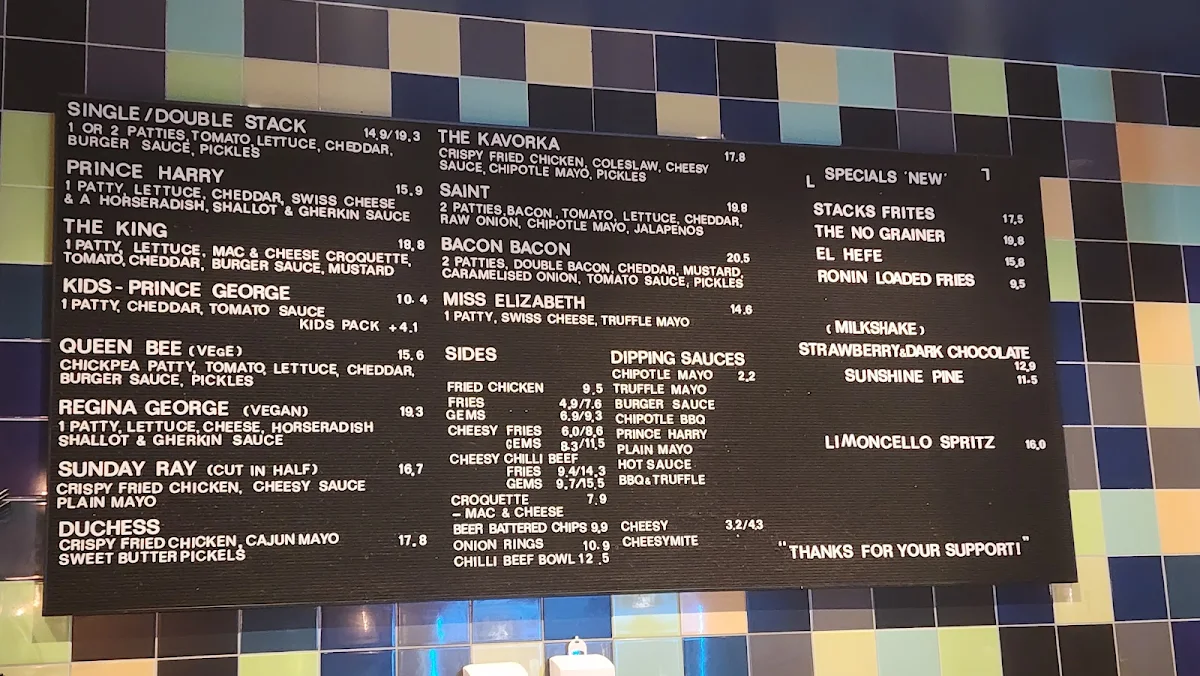 Menu, Royal Stacks Collins St.