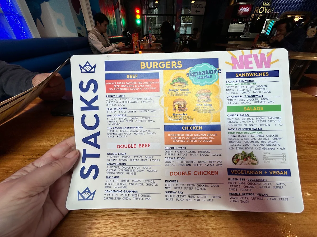 Menu, Royal Stacks Collins St.